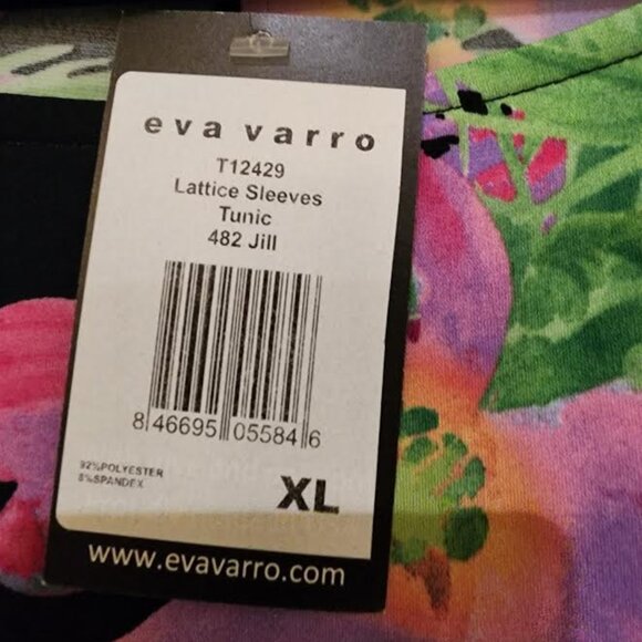 EVA VARRO  XL TUNIC TOP W/ LATTICE SLEEVES NWT - Picture 7 of 7